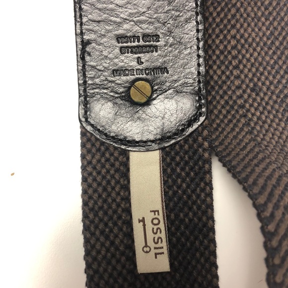 Fossil leather and stretchy woven belt - Picture 3 of 3